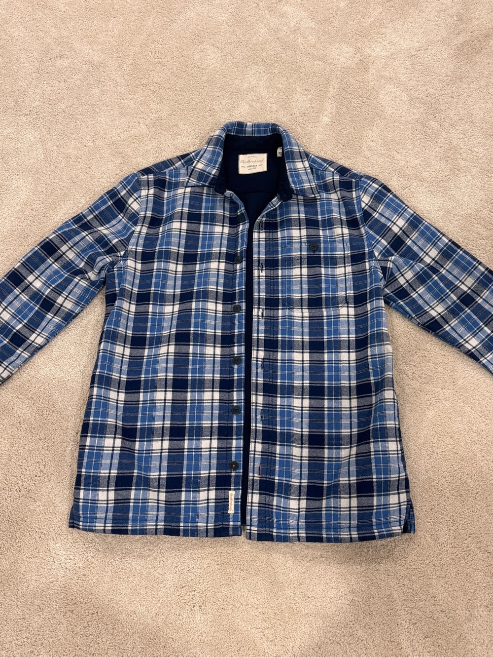 Men's Blue Plaid Shacket - Vintage